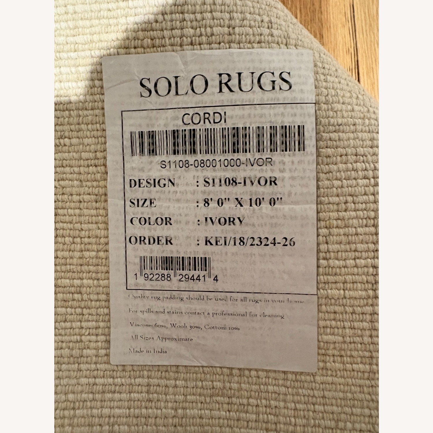 White Wool Blend Area Rug 8' x 10' - image-5