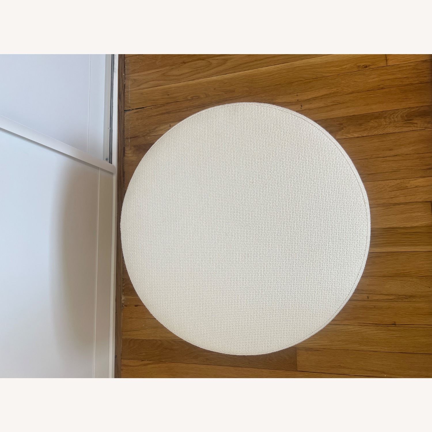 Softline A/S White Wool Drum Pouf Ottoman - image-2
