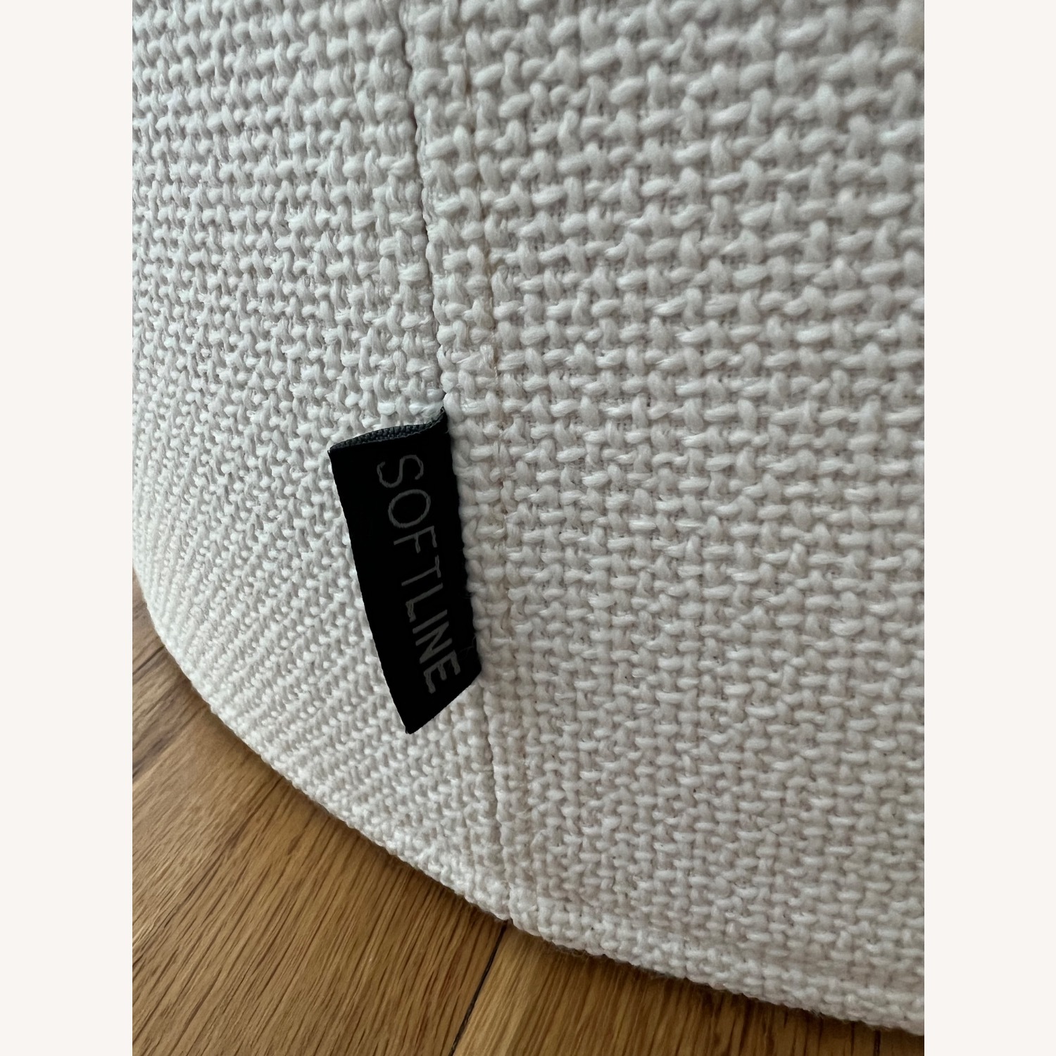 Softline A/S White Wool Drum Pouf Ottoman - image-3