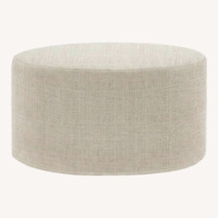 Softline A/S White Wool Drum Pouf Ottoman