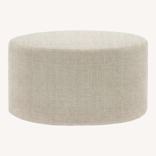 Used Softline A/S White Wool Drum Pouf Ottoman for sale on AptDeco
