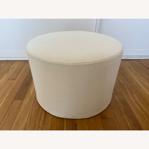 Used Softline A/S White Wool Drum Pouf Ottoman for sale on AptDeco