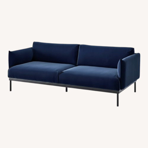 Used IKEA Applaryd Blue Suede 3+ Seater Sofa for sale on AptDeco
