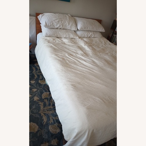 Used CB2 Acacia Andes Wood Queen Bed for sale on AptDeco