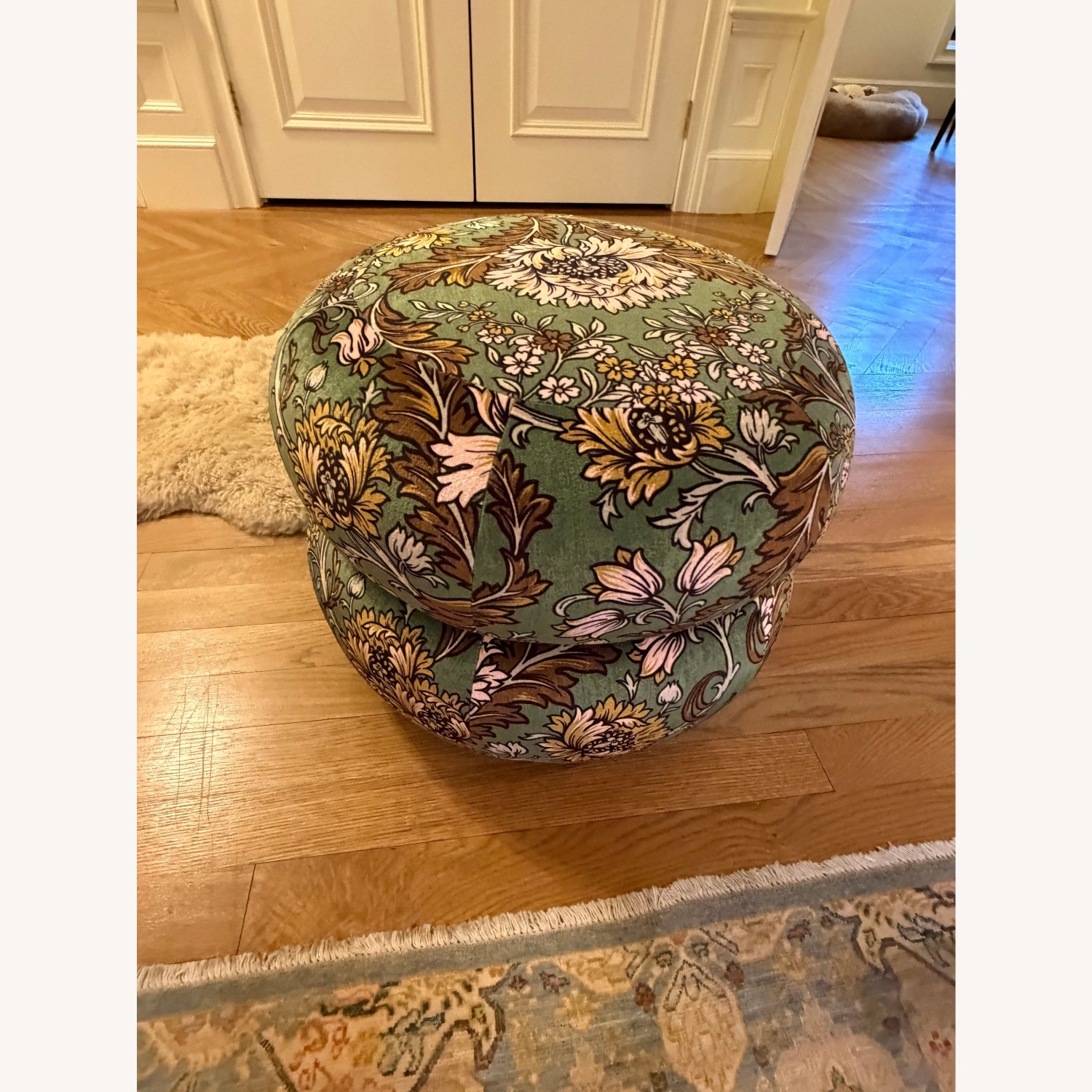 Anthropologie Jylin Velvet Muntz Ottoman - image-3