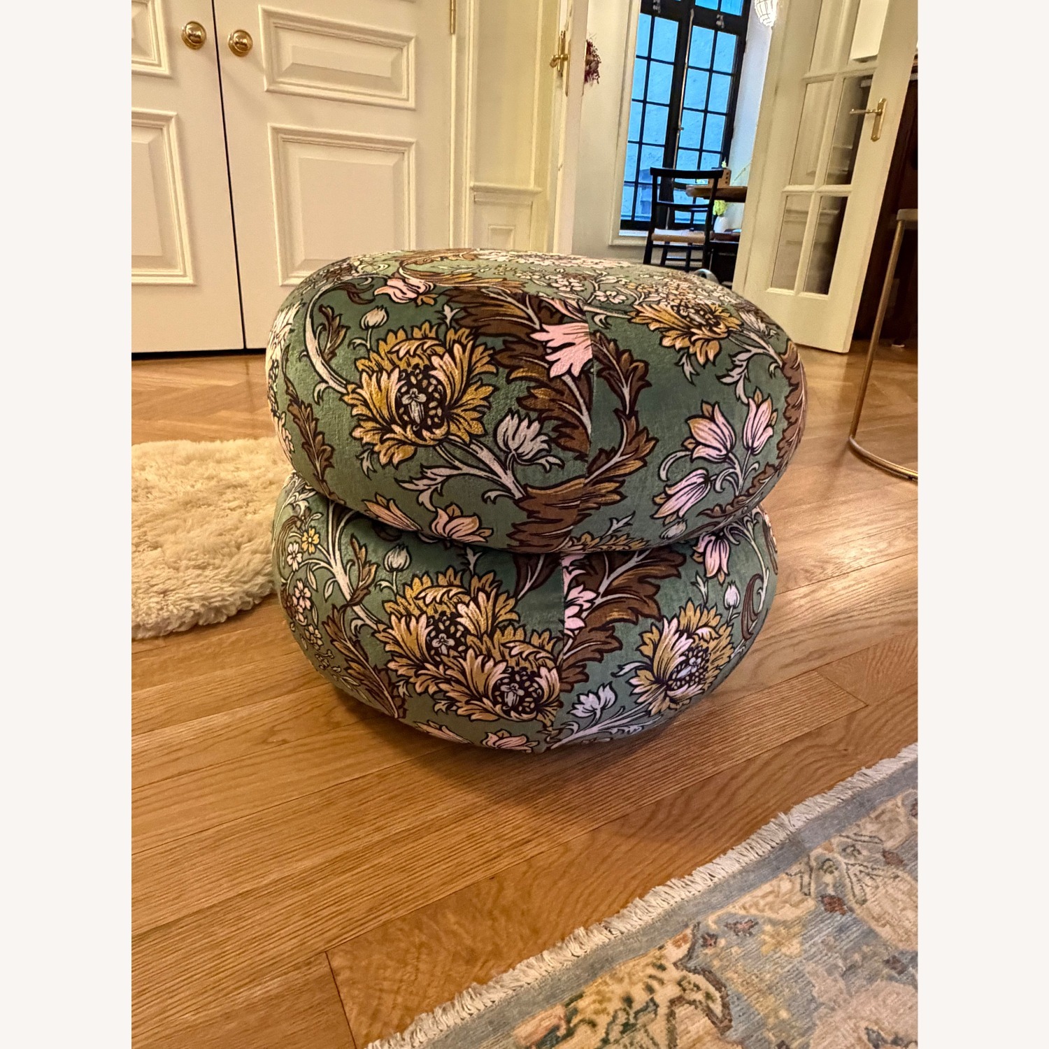 Anthropologie Jylin Velvet Muntz Ottoman - image-1
