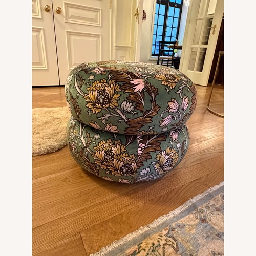 Used Anthropologie Jylin Velvet Muntz Ottoman for sale on AptDeco