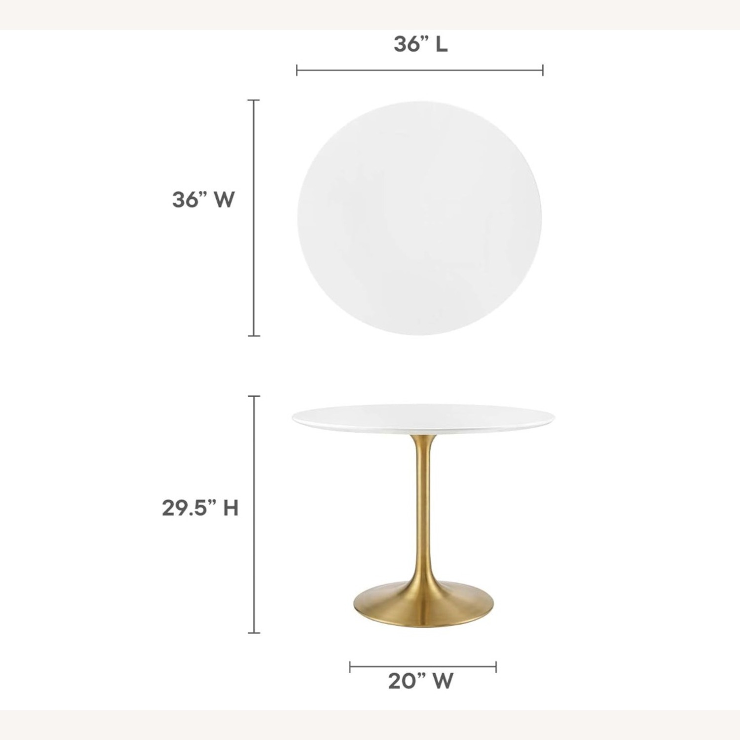 Modway Lippa White Metal Dining Table - image-3