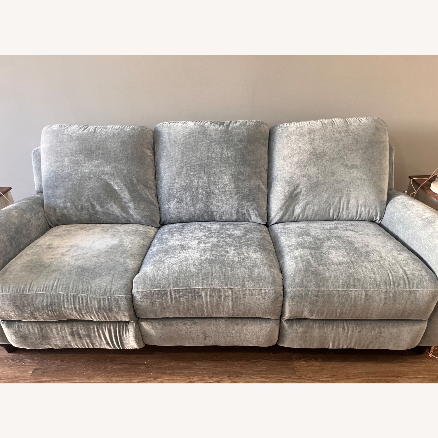 Blue Fabric 3 Seater Reclining Sofa - image-1