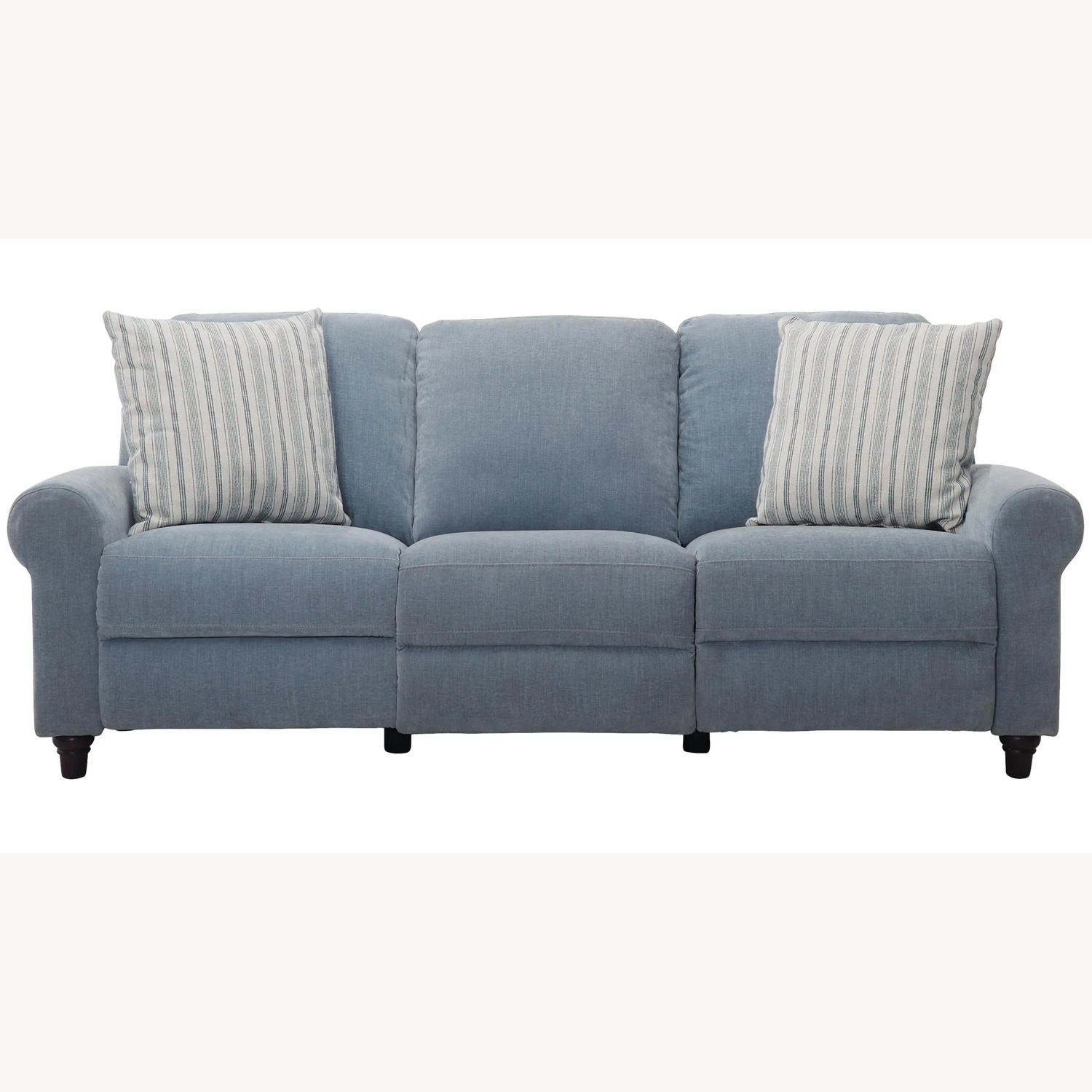 Blue Fabric 3 Seater Reclining Sofa - image-4