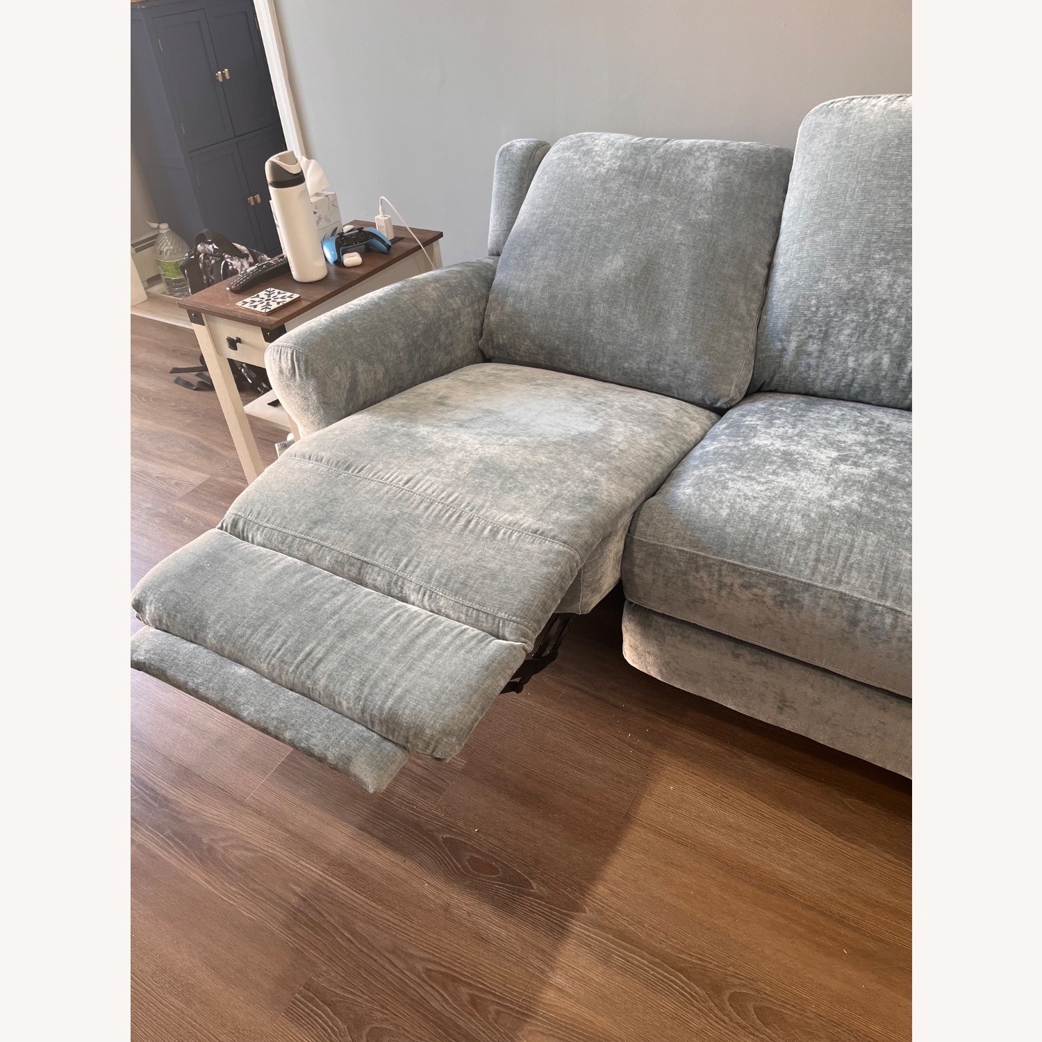 Blue Fabric 3 Seater Reclining Sofa - image-3