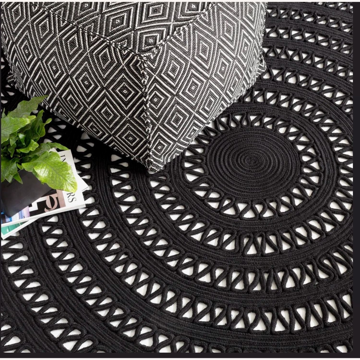 Wayfair Black Fabric Area Rug 8' x 8' - image-3