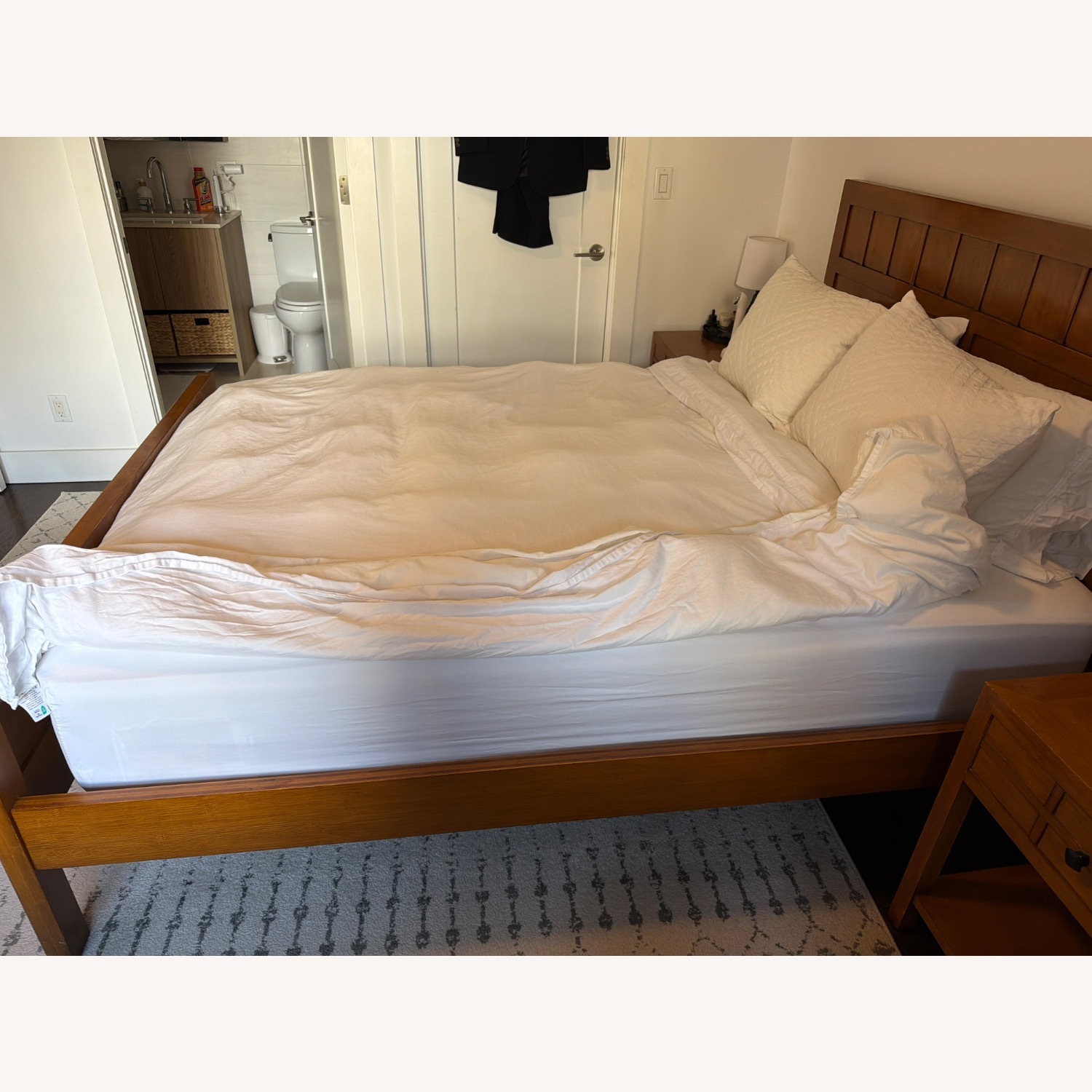 Crate & Barrel Light Brown Bamboo Queen Bed - image-3