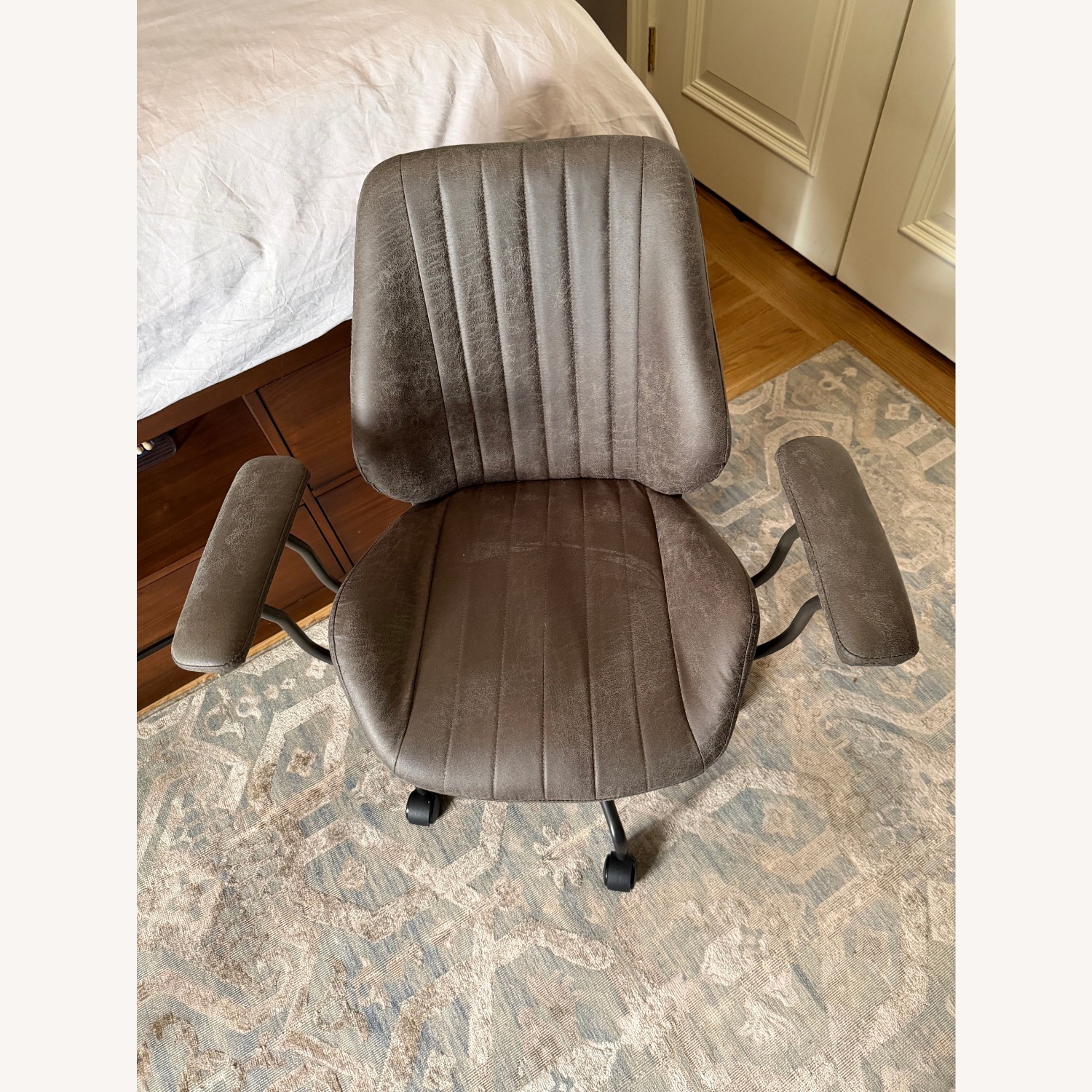 Pottery Barn Teen Dark Brown Leather Office Chair - image-1