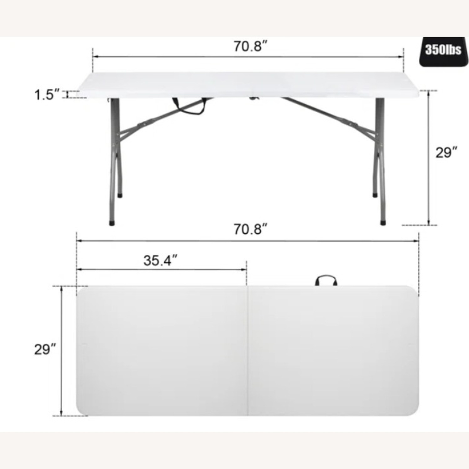 72" Plastic Rectangular Folding Table - image-3