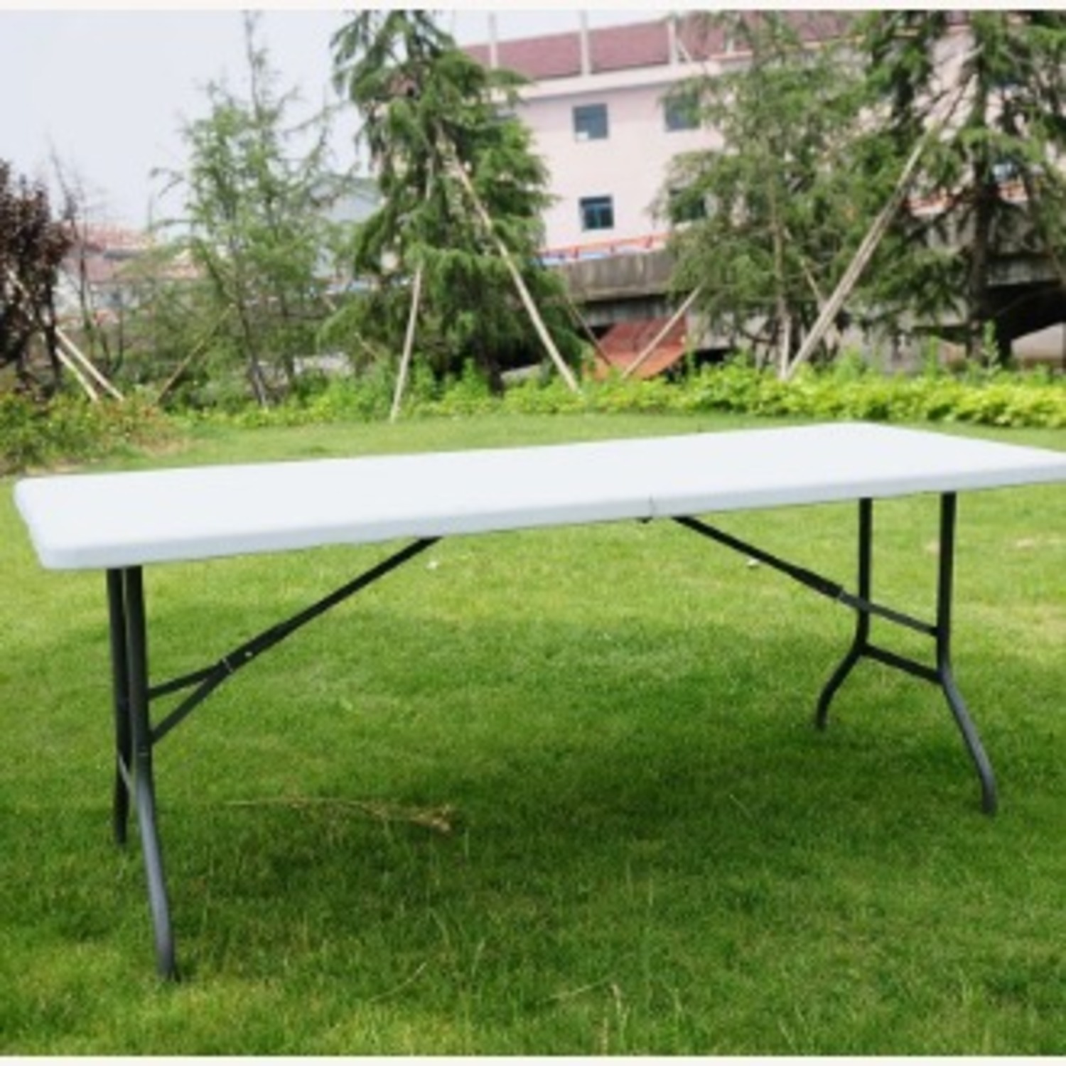 72" Plastic Rectangular Folding Table - image-1