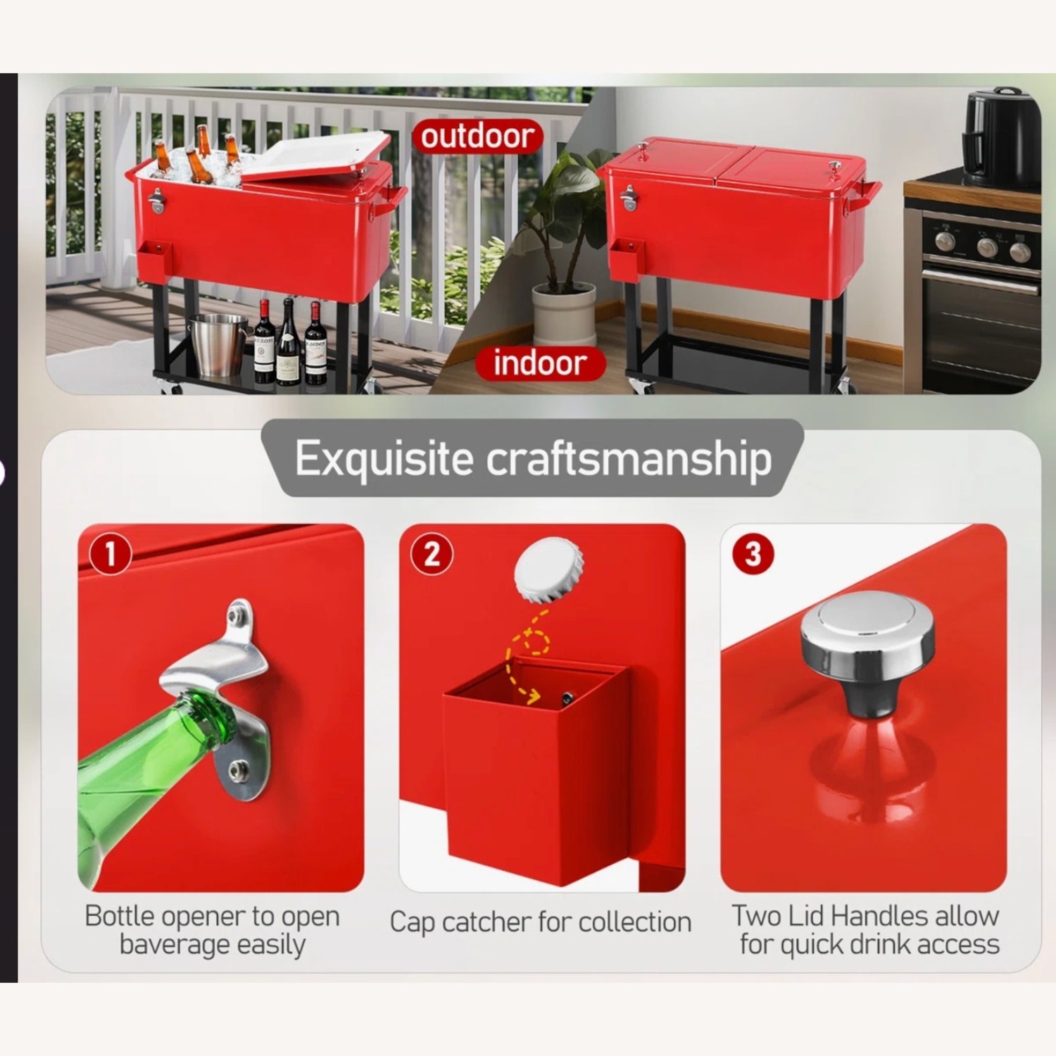 Wayfair 80 Qt. Outdoor Rolling Cooler Cart Storage Cabinet - image-3