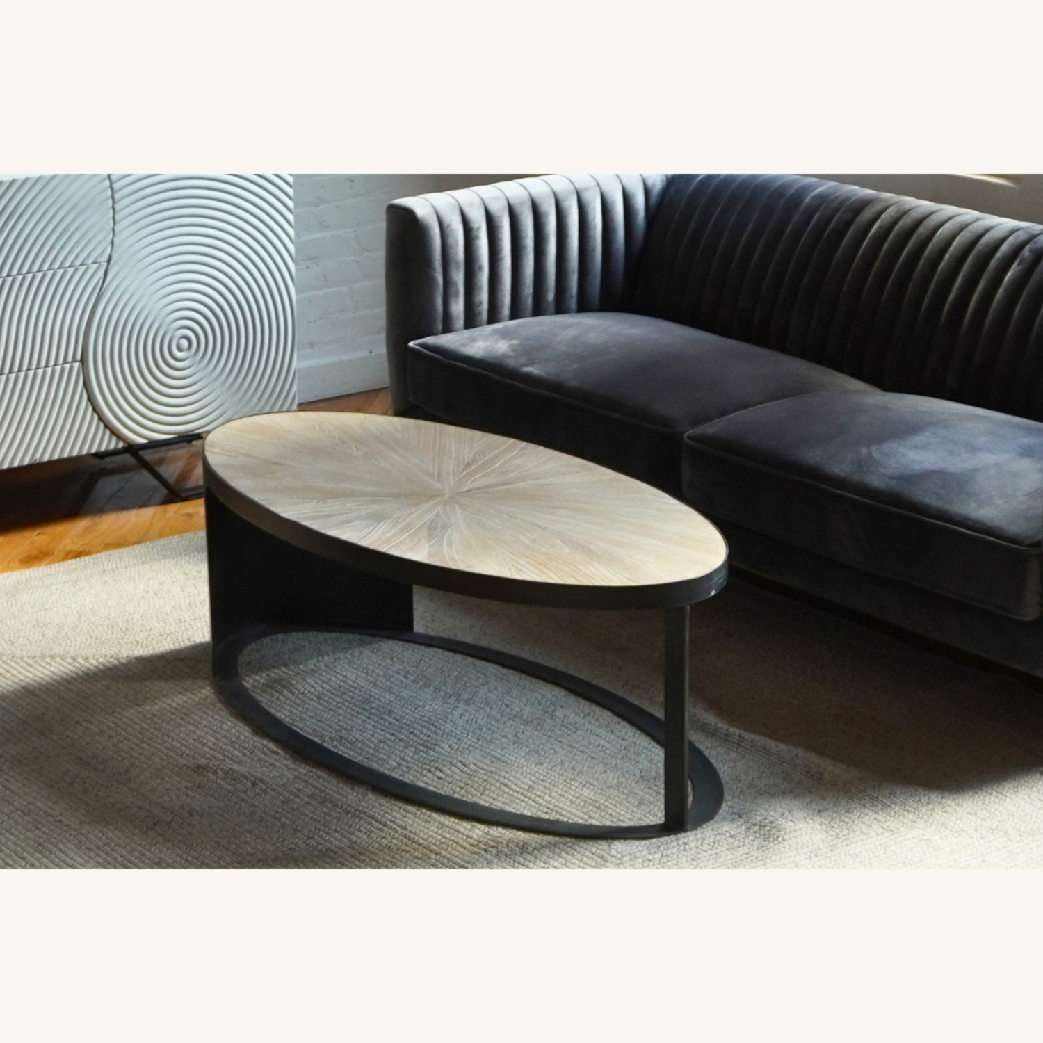 Ellipse White Wood Coffee Table - image-2