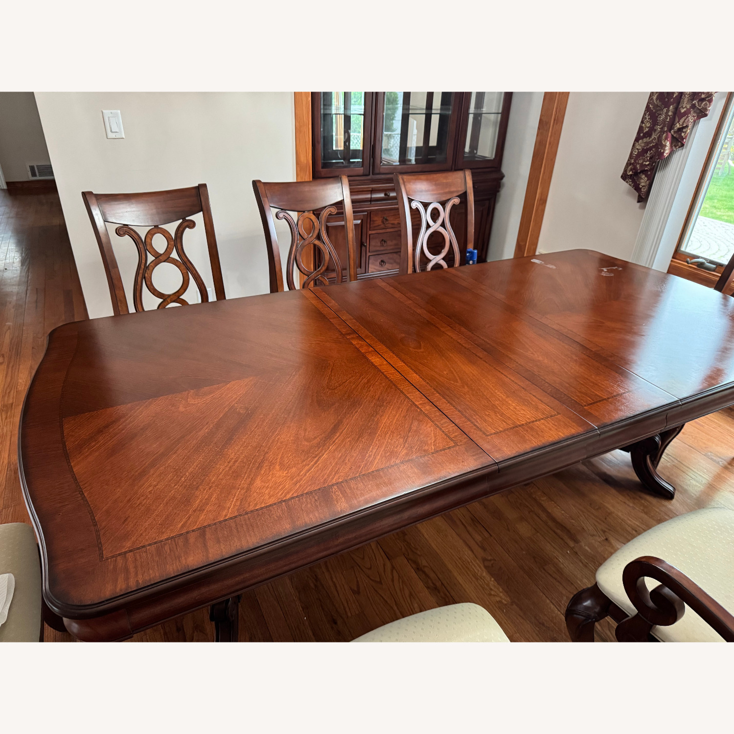 9-Piece Cherry Dining Set Table + 8 Chairs - image-6