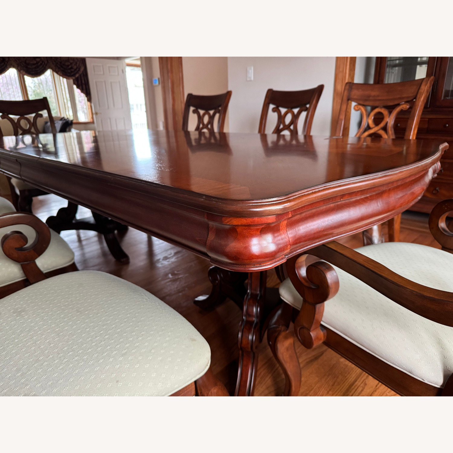 9-Piece Cherry Dining Set Table + 8 Chairs - image-5