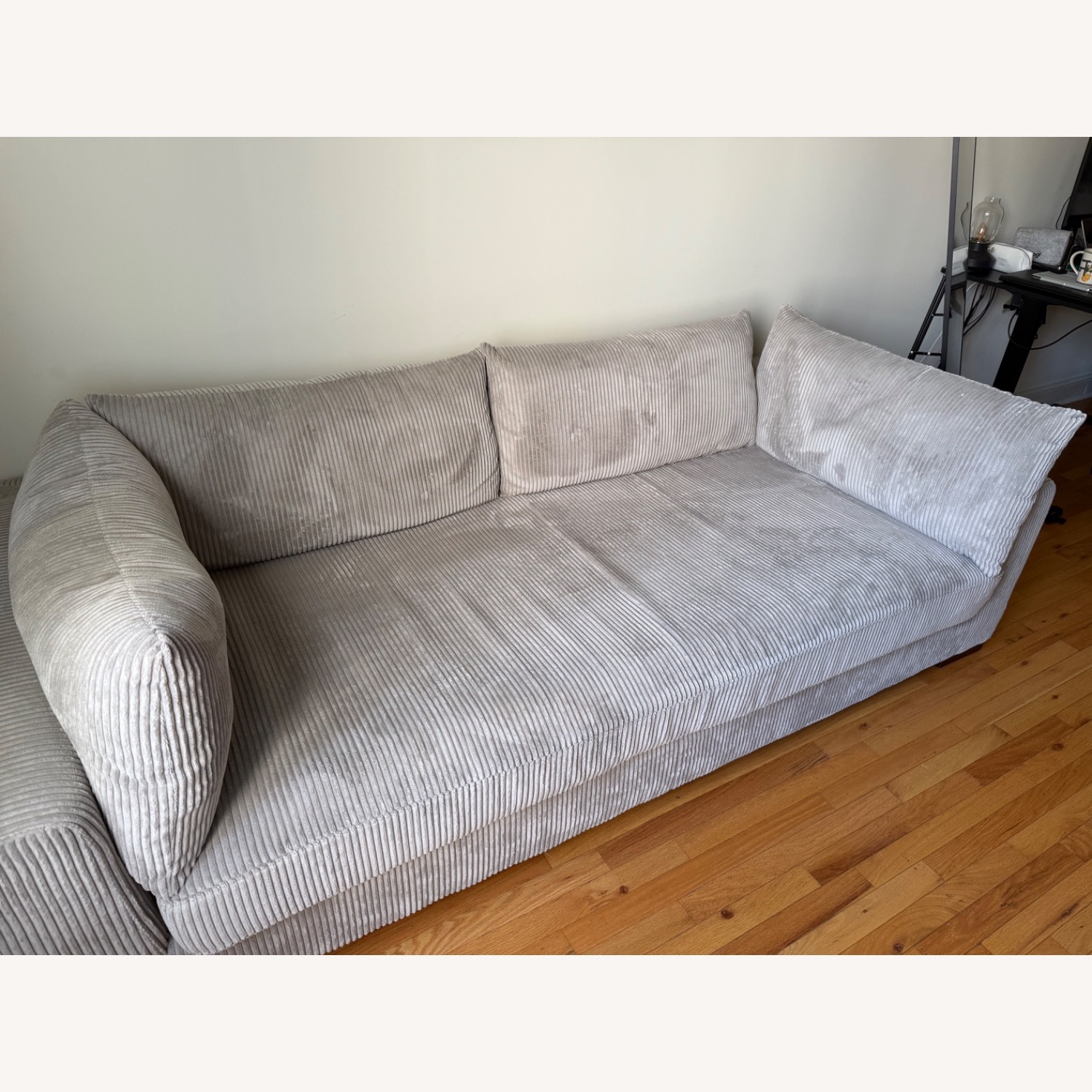 Light Gray Fabric 3+ Seater Sofa - image-3