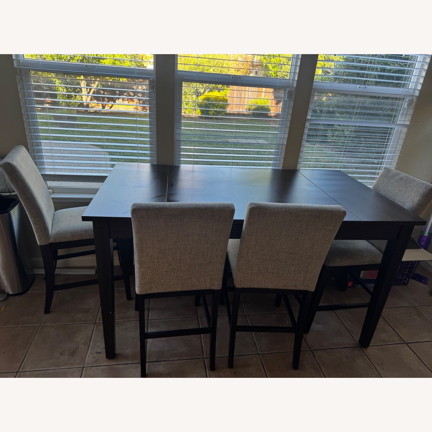 Dark Brown Wood Dining Set - image-3