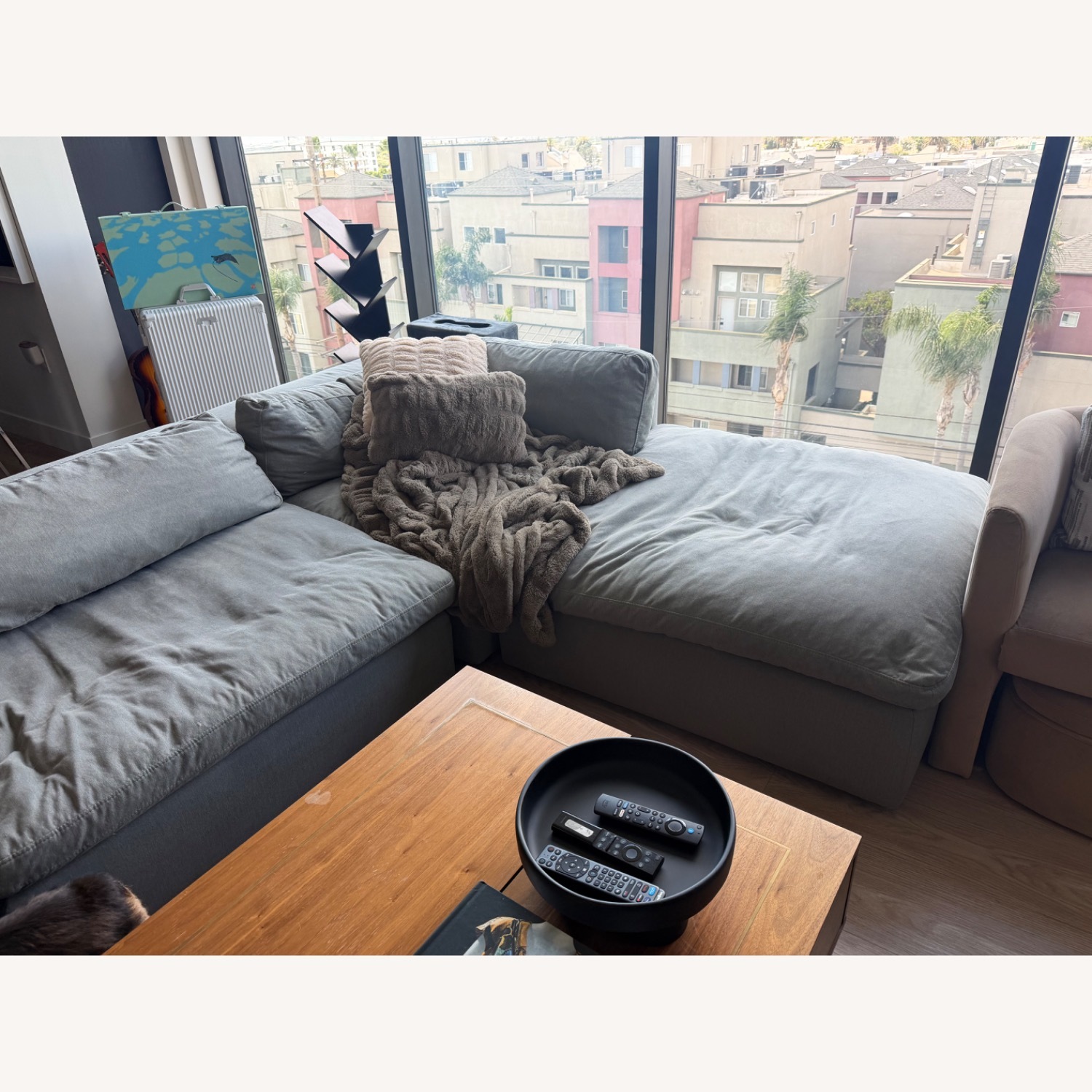 Modani Bloom Dark Gray Fabric 3+ Piece Sectional - image-3