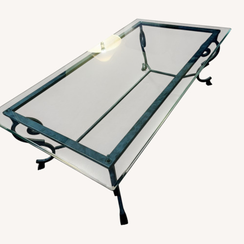 Used Glass Topped Hollywood Regency Metal Coffee Table for sale on AptDeco