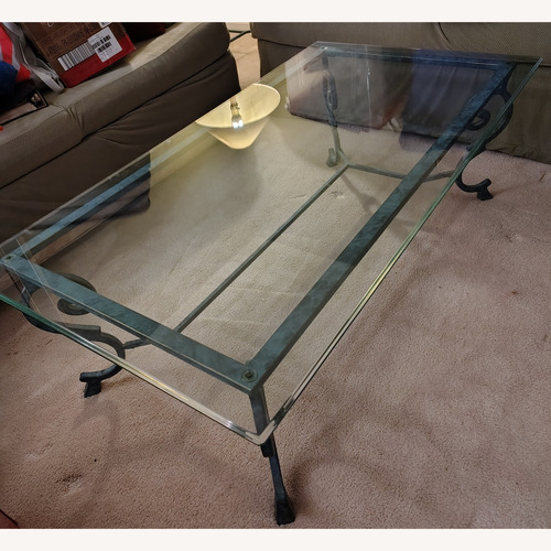 Used Glass Topped Hollywood Regency Metal Coffee Table for sale on AptDeco