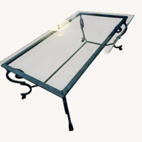 Glass Topped Hollywood Regency Metal Coffee Table