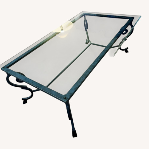 Used Glass Topped Hollywood Regency Metal Coffee Table for sale on AptDeco