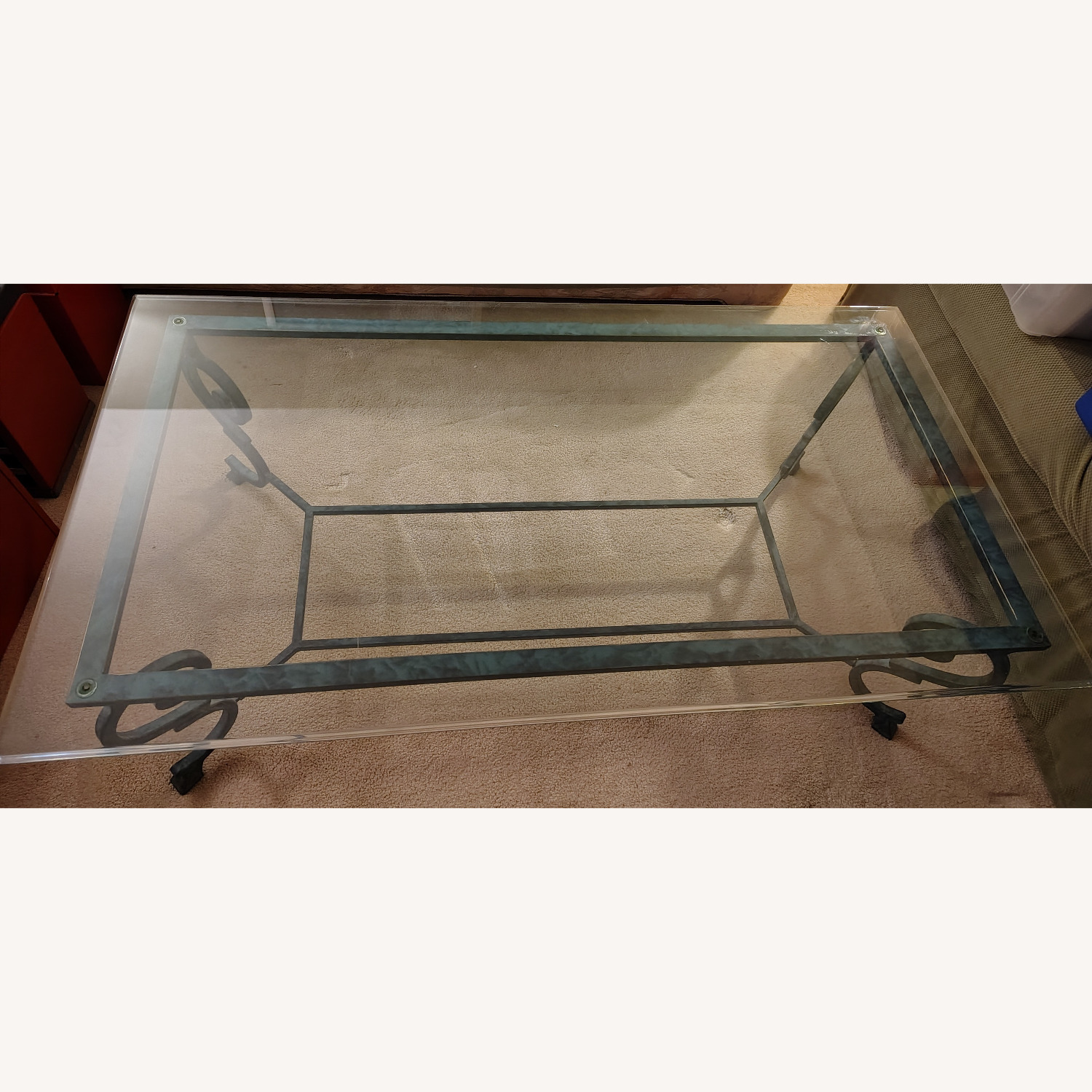 Glass Topped Hollywood Regency Metal Coffee Table - image-2