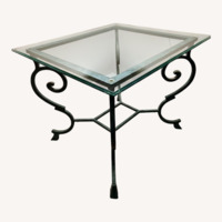 Glass Topped Hollywood Regency  Side Table 