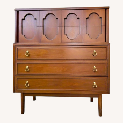 Used Sculpted Front Dixie MCM Walnut Highboy for sale on AptDeco