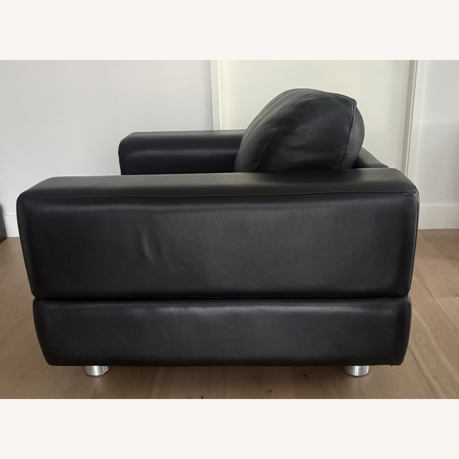 American Leather Contemporary Black Leather Armchair - image-4