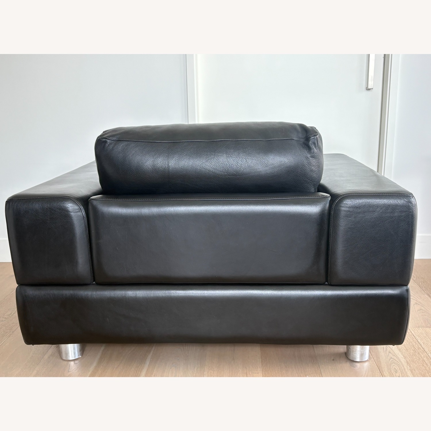 American Leather Contemporary Black Leather Armchair - image-3