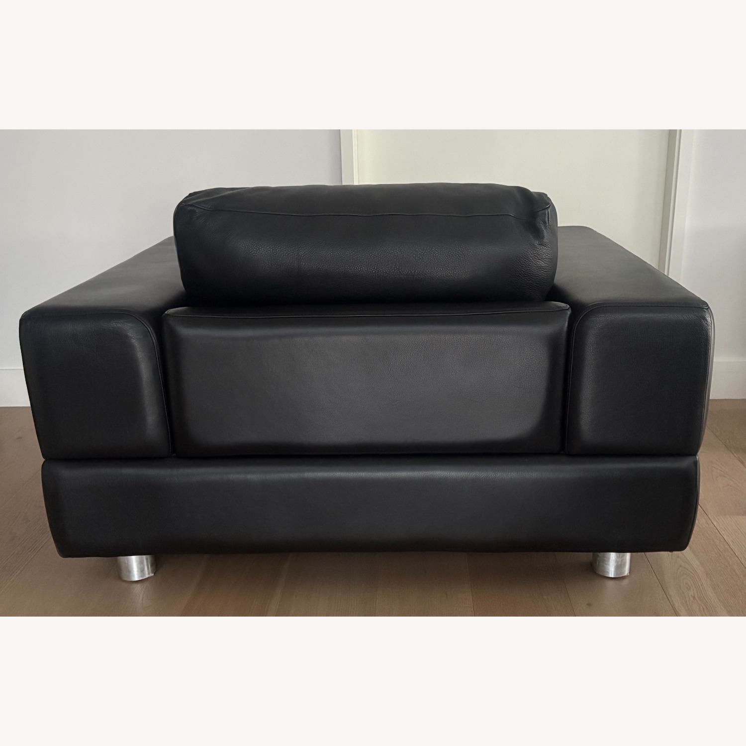 American Leather Contemporary Black Leather Armchair - image-3