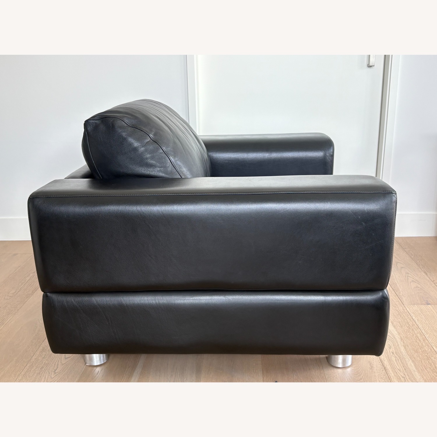 American Leather Contemporary Black Leather Armchair - image-2