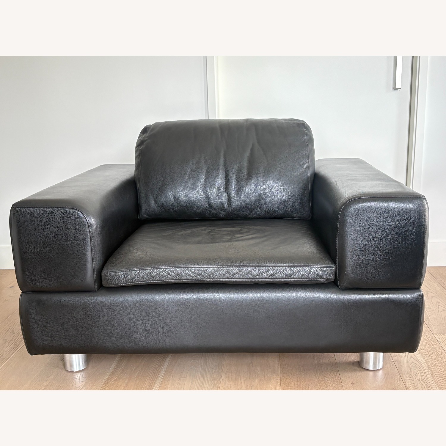American Leather Contemporary Black Leather Armchair - image-4