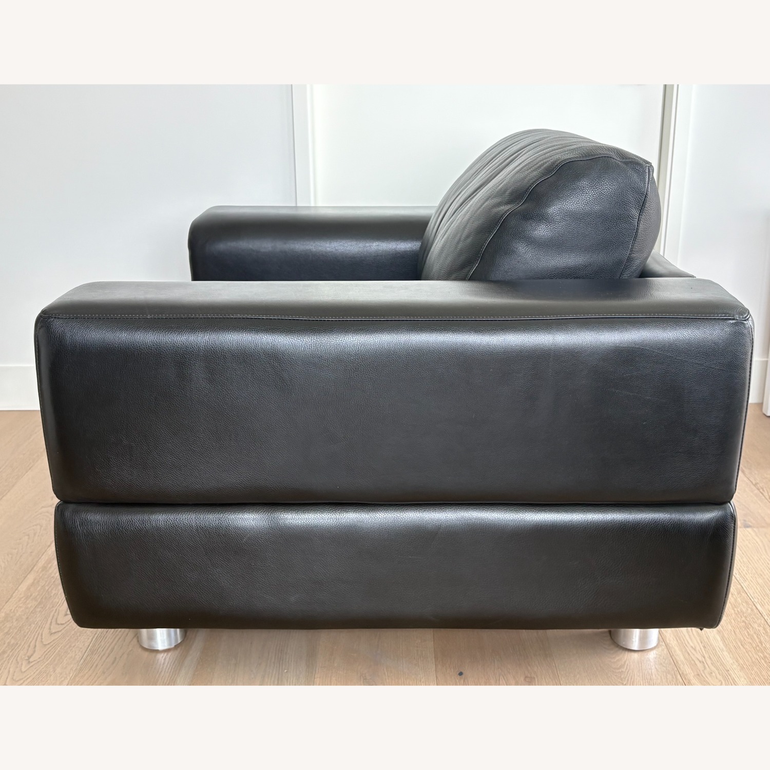 American Leather Contemporary Black Leather Armchair - image-1
