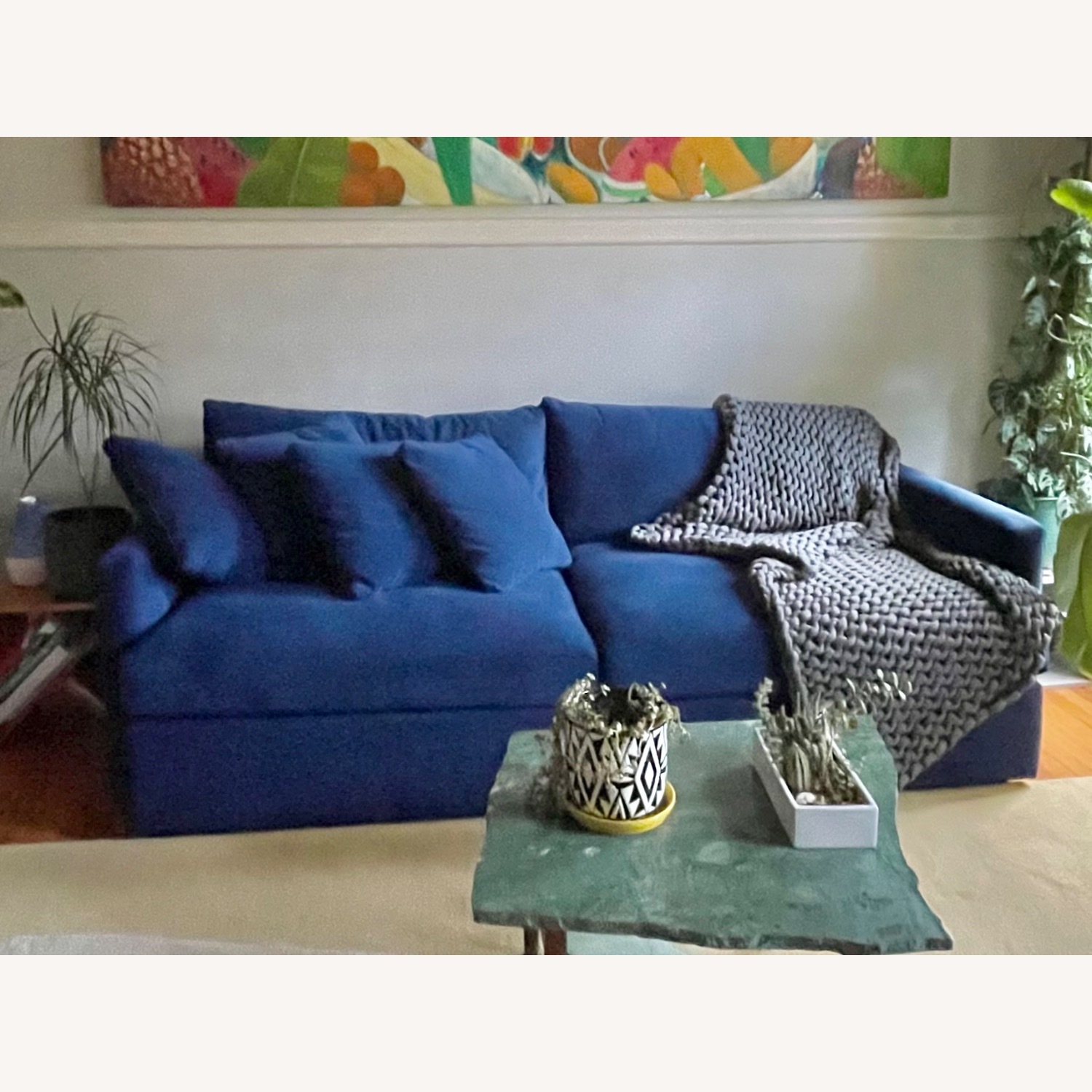Crate & Barrel Navy Lounge 93” Sofa - image-4