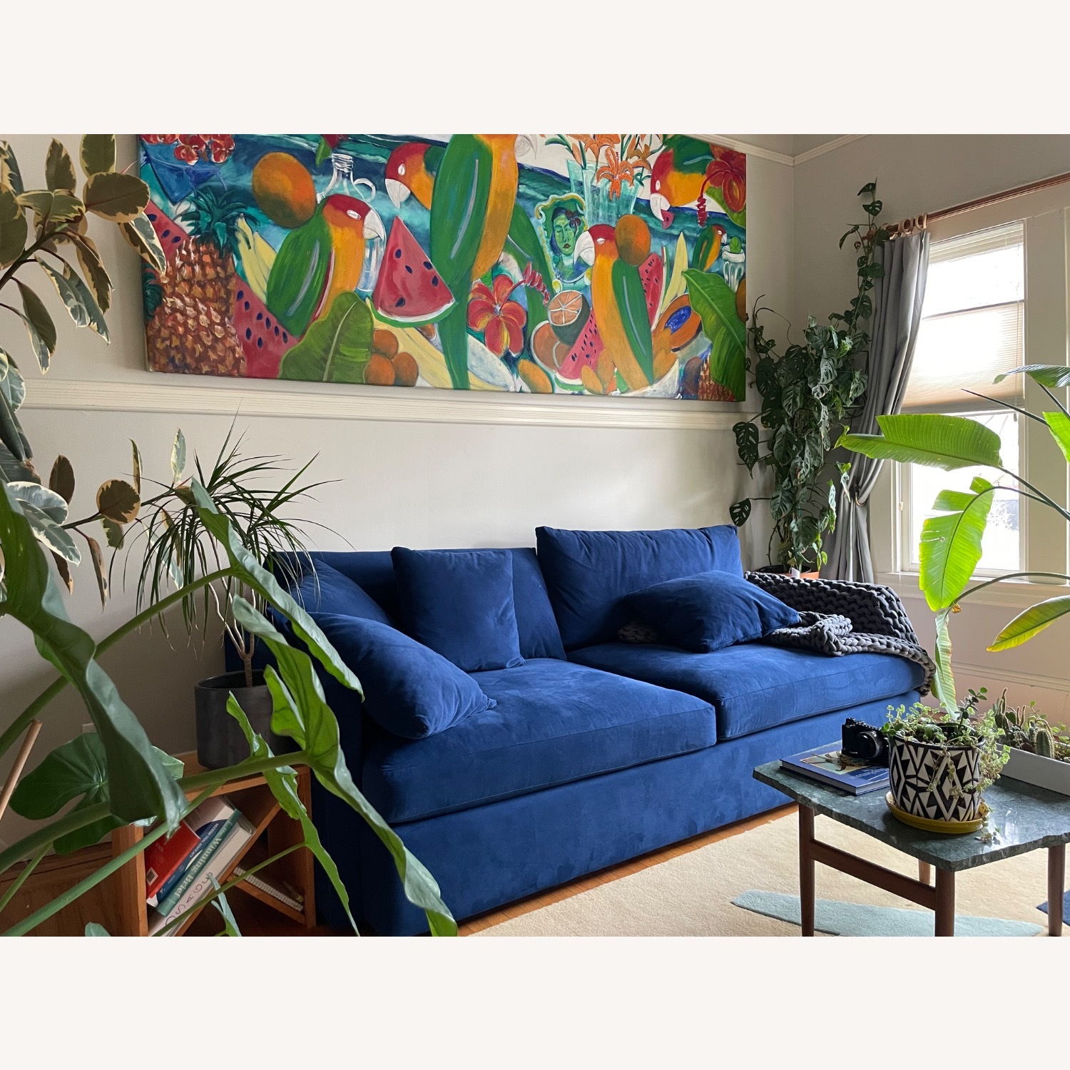 Crate & Barrel Navy Lounge 93” Sofa - image-2