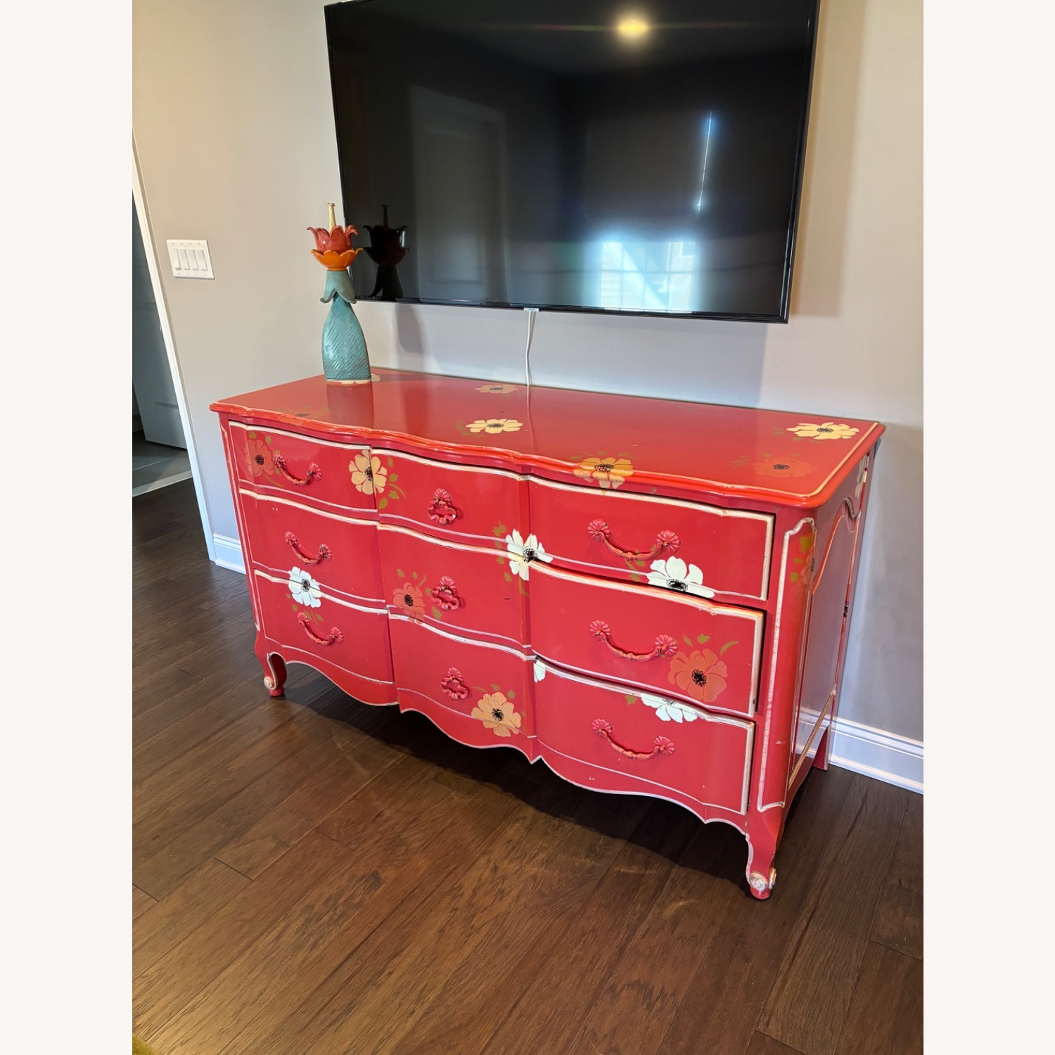 Antique Red Wood Dresser - image-3