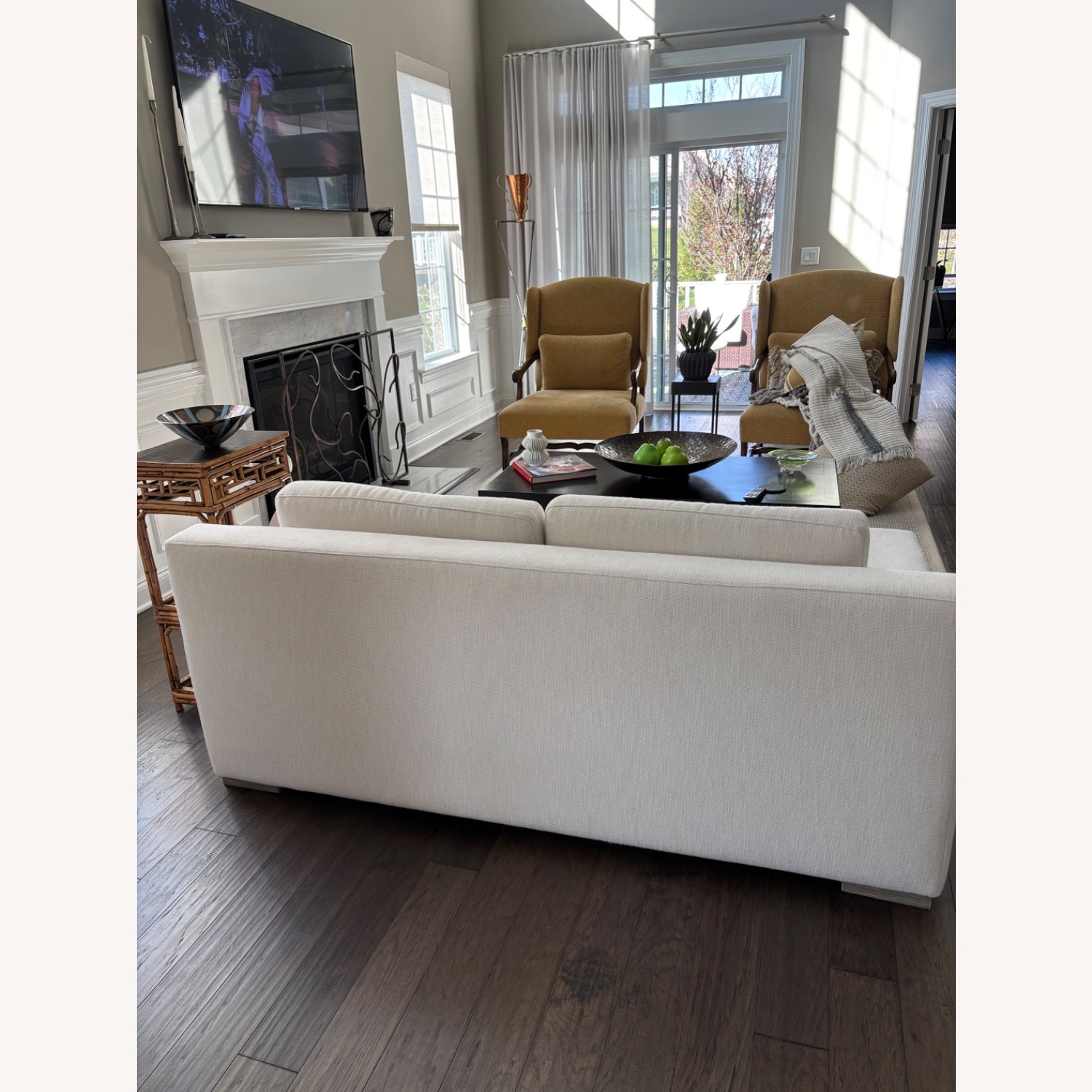 Restoration Hardware White Fabric 2 Seater Sofa - image-3