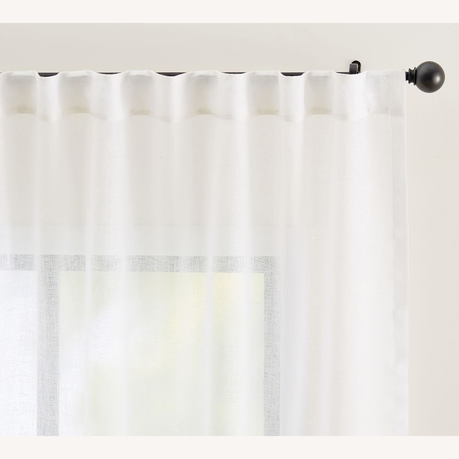 Pottery Barn White Linen Curtain - image-4