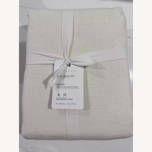 Used Pottery Barn White Linen Curtain for sale on AptDeco