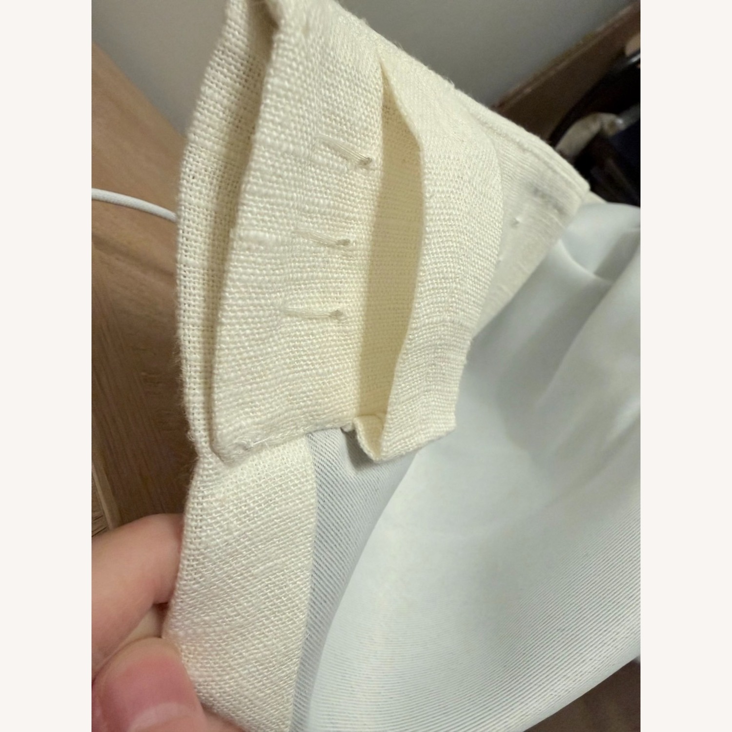 Pottery Barn White Linen Curtain - image-2