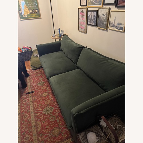 Used West Elm Whitman Evergreen Velvet Sofa for sale on AptDeco