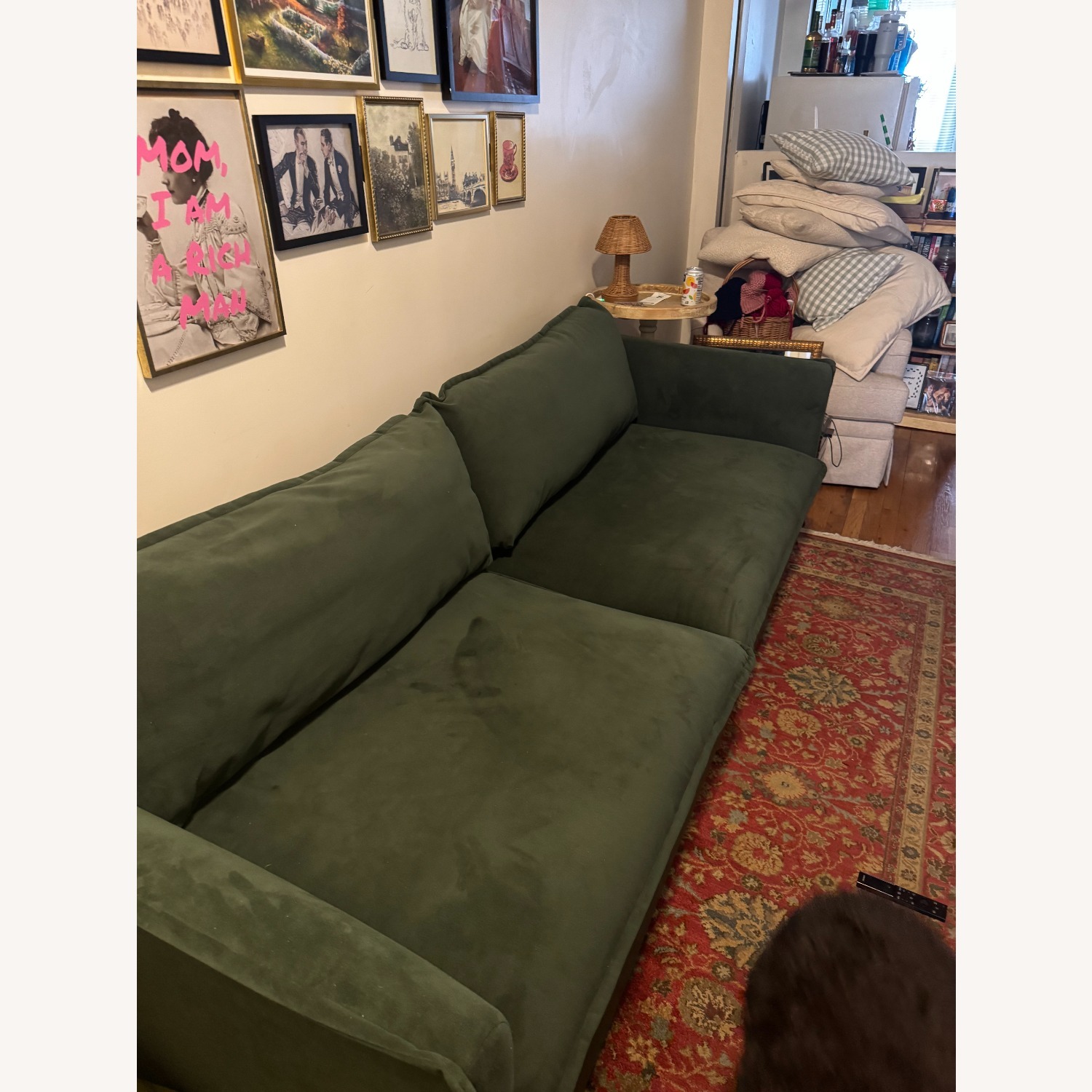 West Elm Whitman Evergreen Velvet Sofa - image-3