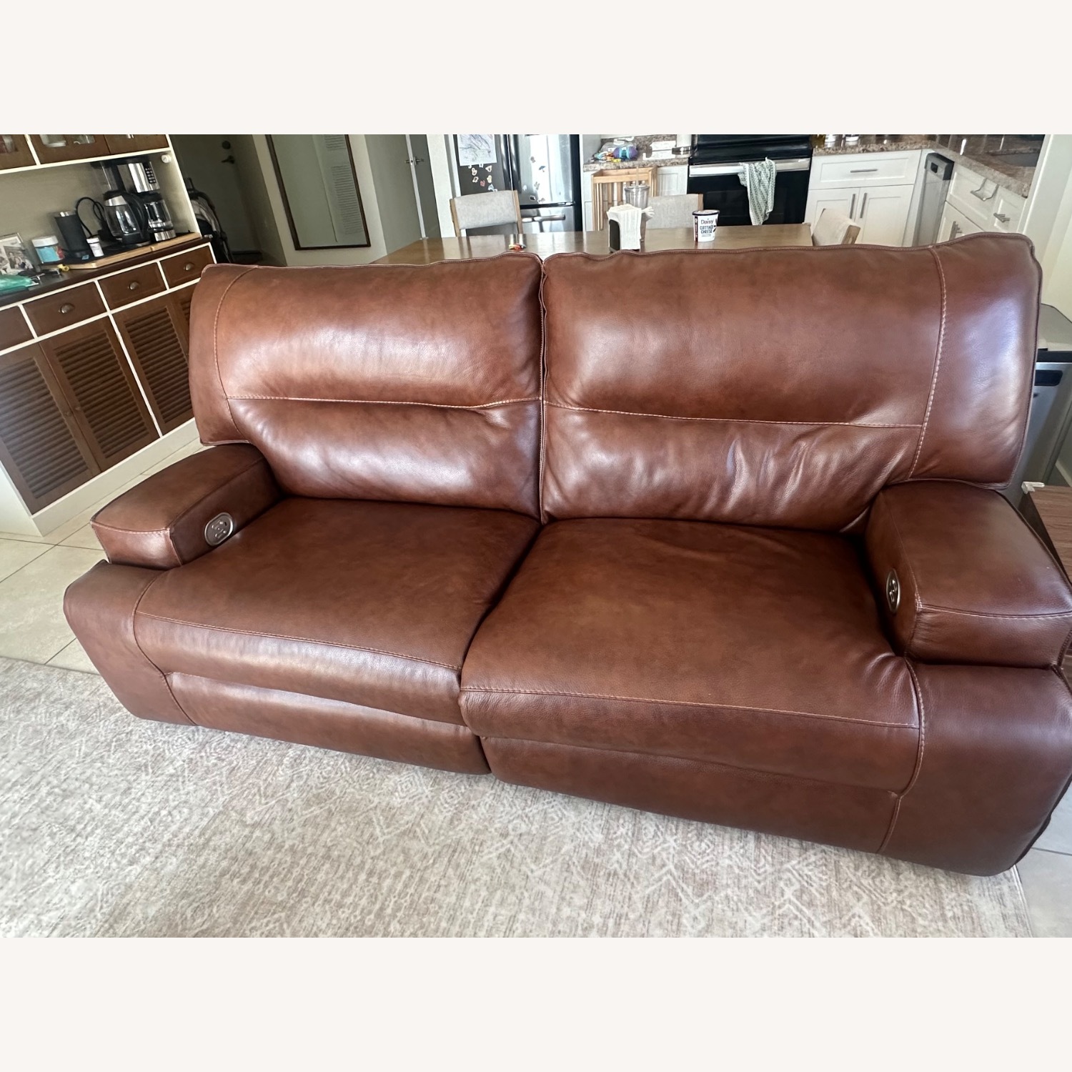 City Furniture Dark Brown Leather 2 Seater Sofa - image-1